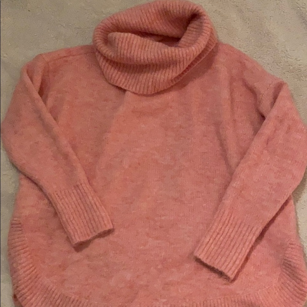 Loft pink cowl neck sweater EUC size M
